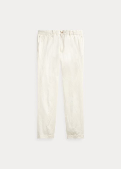 Pantalones Polo Ralph Lauren Hombre Creme - Slim Fit Linen-Blend - PRONX0712